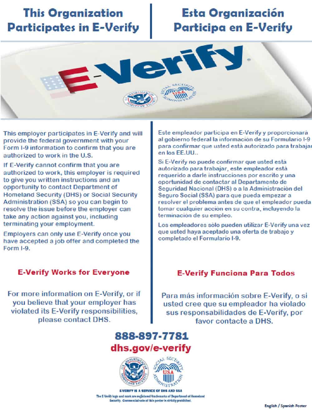 E-Verify participation notice - Belknap Landscape Company